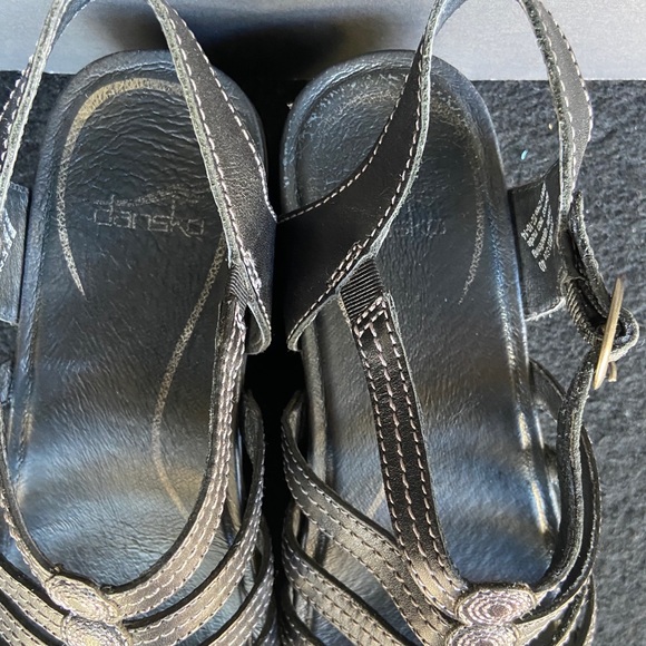 Dansko Drea Black Leather Sandals Ortho 40 - Picture 5 of 16